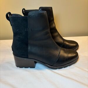 SOREL Women’s Cate Leather Black Waterproof Ankle Booties Shoes Size 9